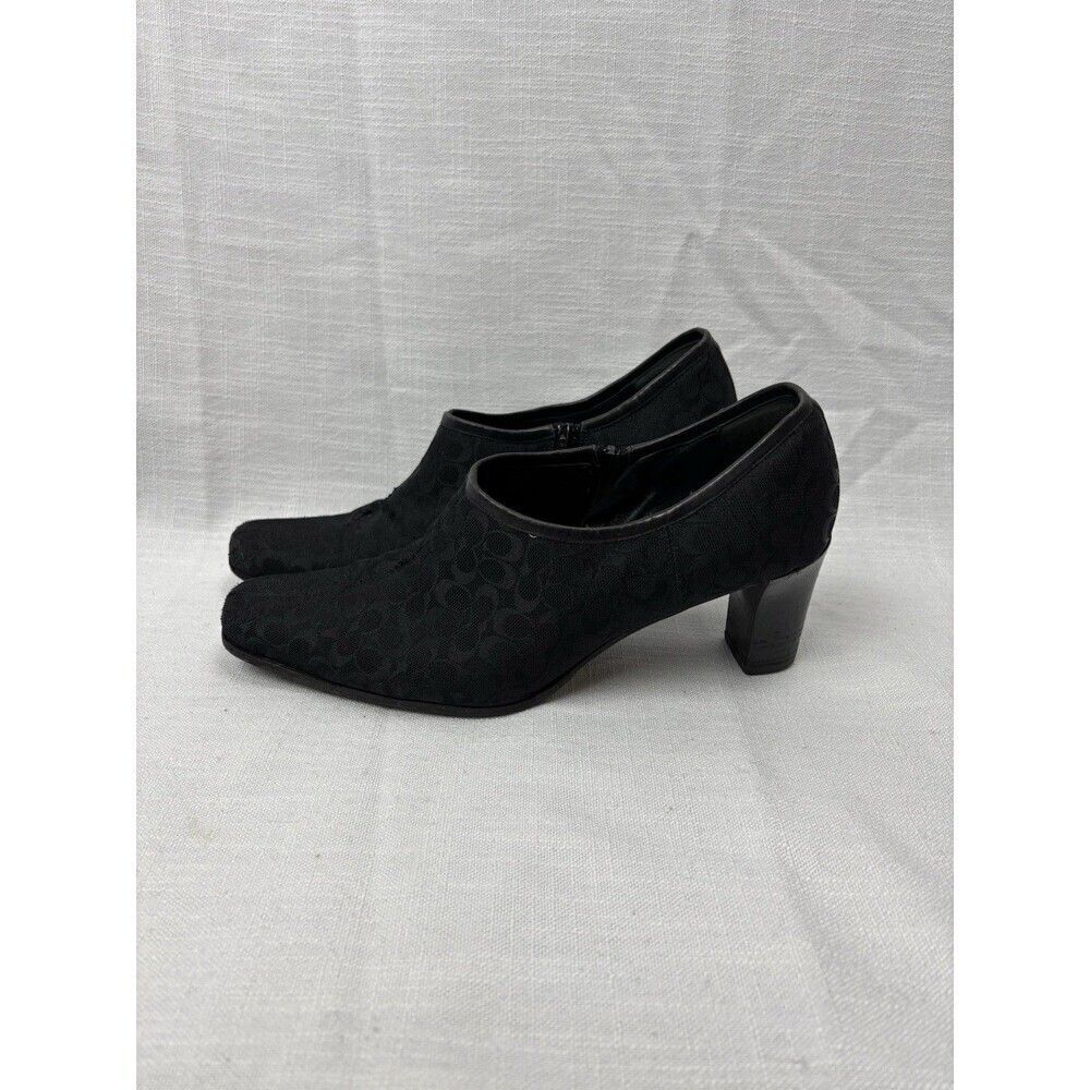 Y2K Vintage Coach Black Canvas Signature C Monogram Mules Heels Women's 8.5